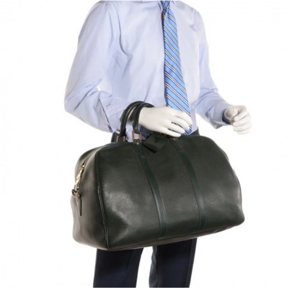 Authentic LOUIS VUITTON Taiga Kendall PM Episea green leather travel bag unisex